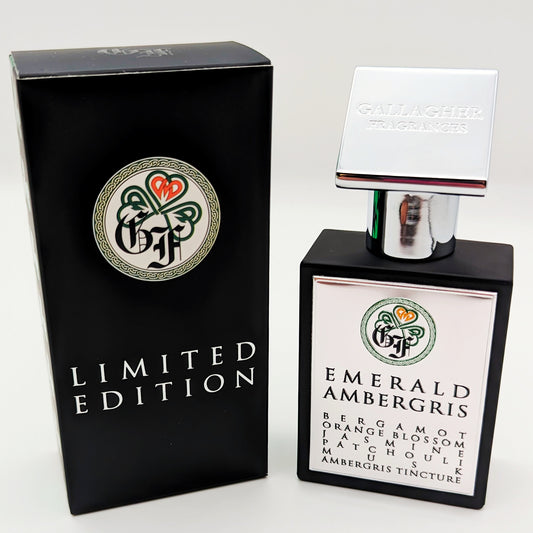 Emerald Ambergris - Bergamot, Orange Blossom, Jasmine, Patchouli, Cedarwood, Vetiver, Musk, Genuine Celtic Ambergris
